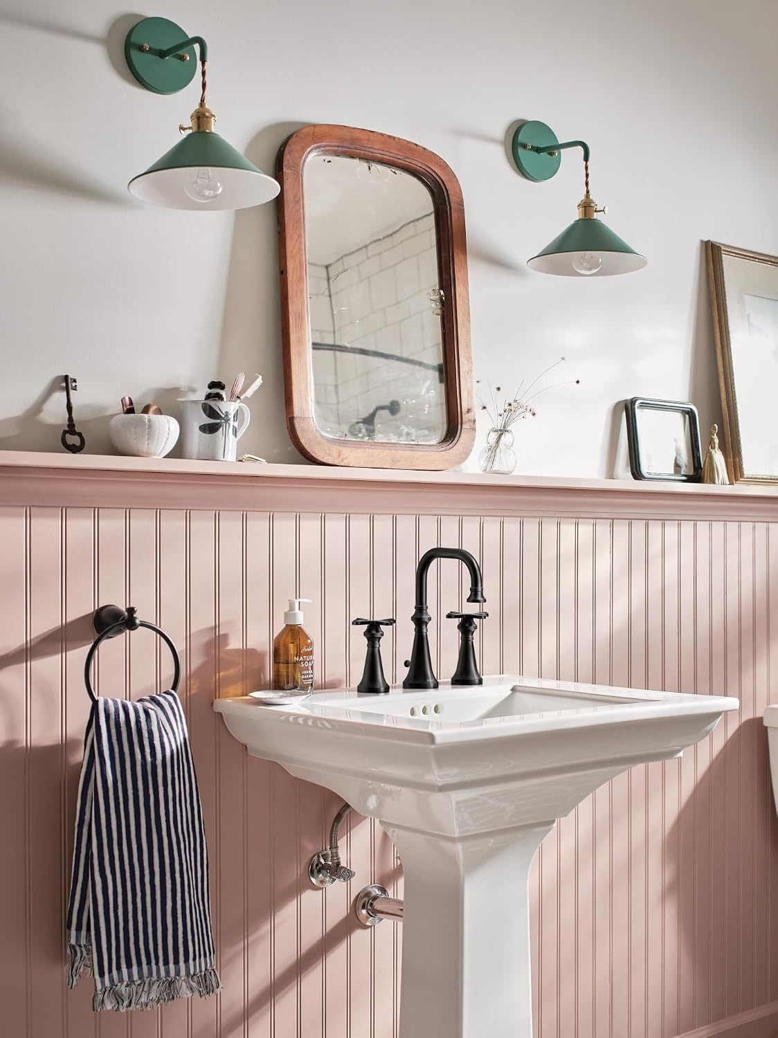 image:imageMoen TS44103 Colinet Traditional TwoHandle Widespread HighArc Bathroom Faucet with Cross Handles Valve Required ChromeMatte Black