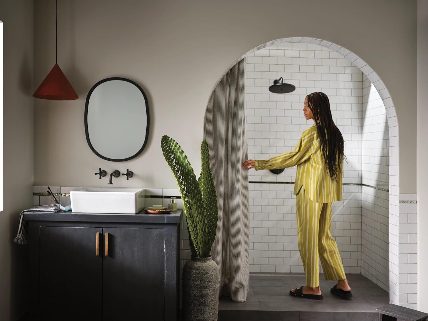 image:imageMoen TS44105BL Colinet Traditional Cross Handle Wall Mount Bathroom Faucet Trim Valve Required Matte BlackMatte Black