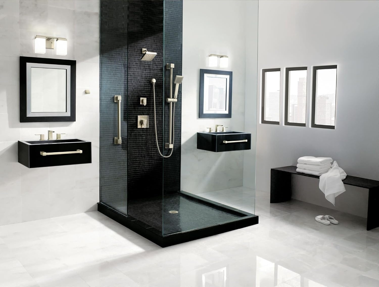 image:imageMoen TS6720BN 90 Degree TwoHandle 8 in Widespread Bathroom Faucet Trim Kit Valve Required Brushed NickelChrome
