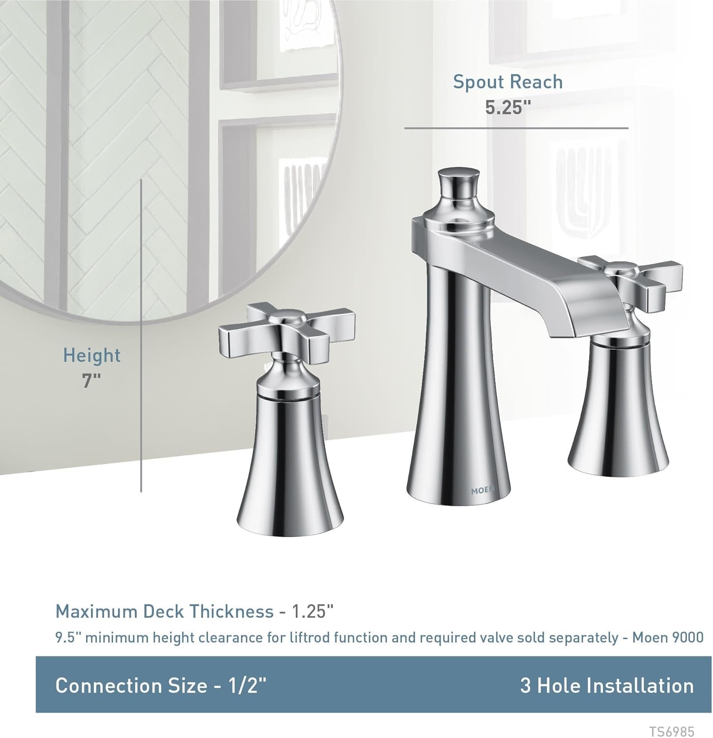 image:imageMoen TS6984NL Flara TwoHandle 8 in Widespread Lever Handle Bathroom Faucet Trim Kit Valve Required Polished NickelChrome