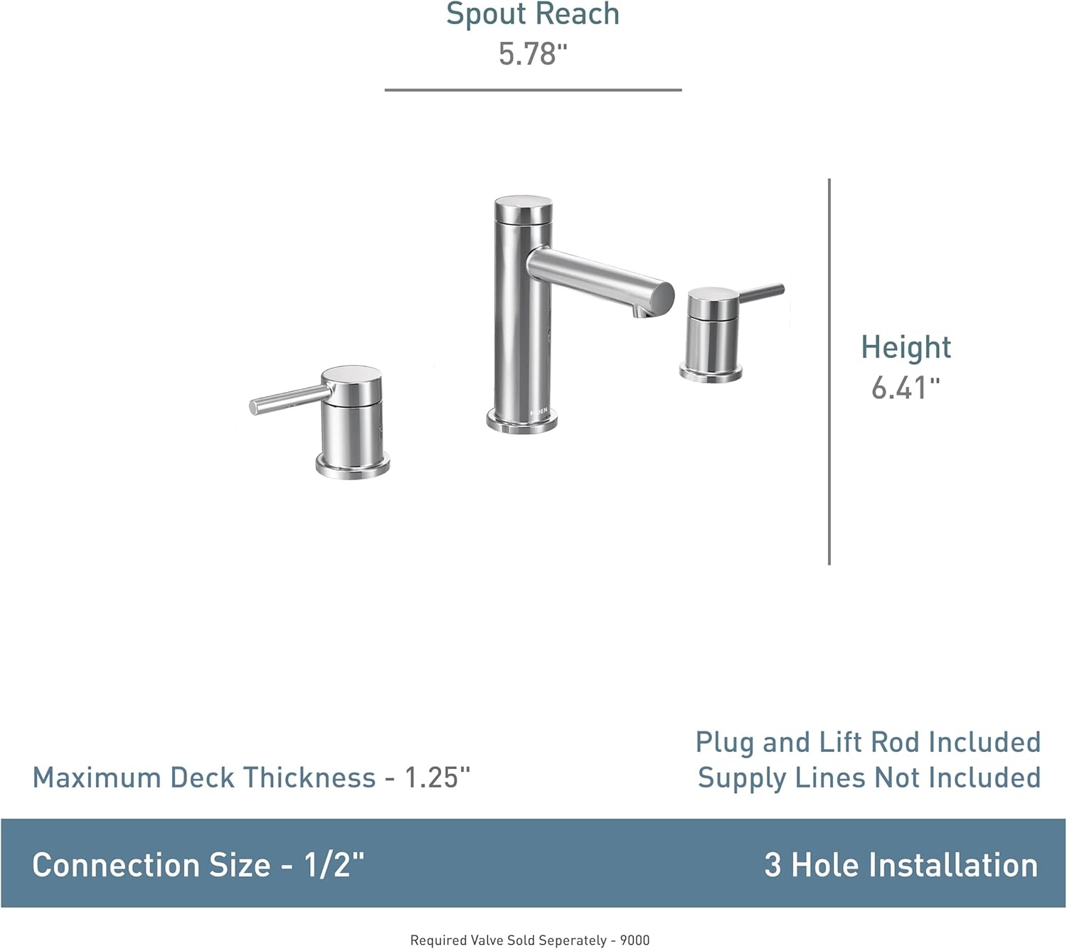 image:imageMoen Two Handle Widespread Contemporary Modern Matte Black Bathroom Sink Faucet with Drain Kit Perfect for Countertop and Wide Spread Bath Setup T6193BLChrome