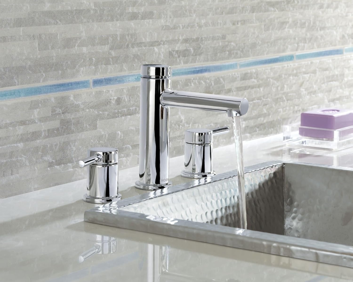 image:imageMoen Two Handle Widespread Contemporary Modern Matte Black Bathroom Sink Faucet with Drain Kit Perfect for Countertop and Wide Spread Bath Setup T6193BLChrome
