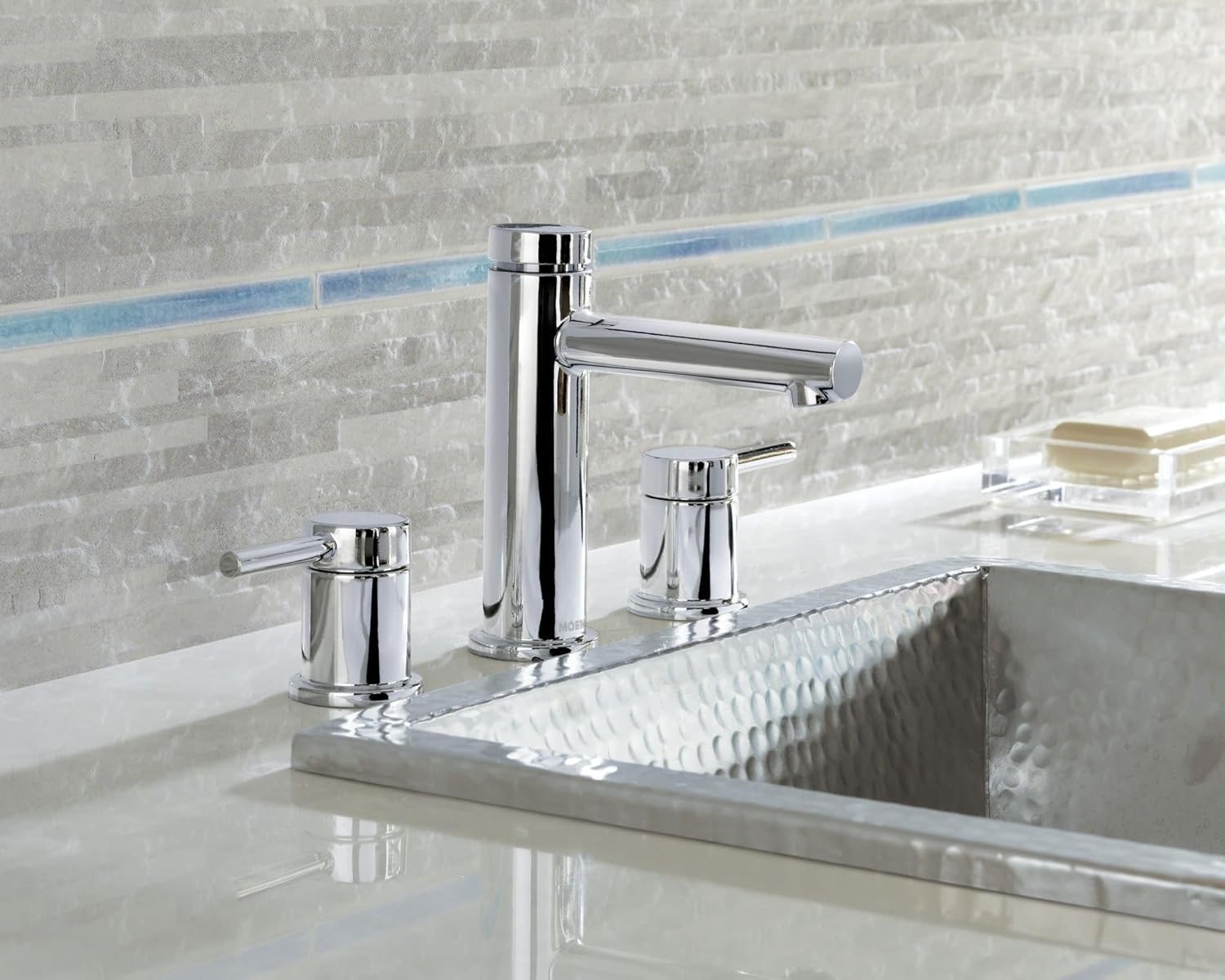 image:imageMoen Two Handle Widespread Contemporary Modern Matte Black Bathroom Sink Faucet with Drain Kit Perfect for Countertop and Wide Spread Bath Setup T6193BLChrome