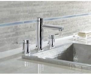 image:imageMoen Two Handle Widespread Contemporary Modern Matte Black Bathroom Sink Faucet with Drain Kit Perfect for Countertop and Wide Spread Bath Setup T6193BLMatte Black