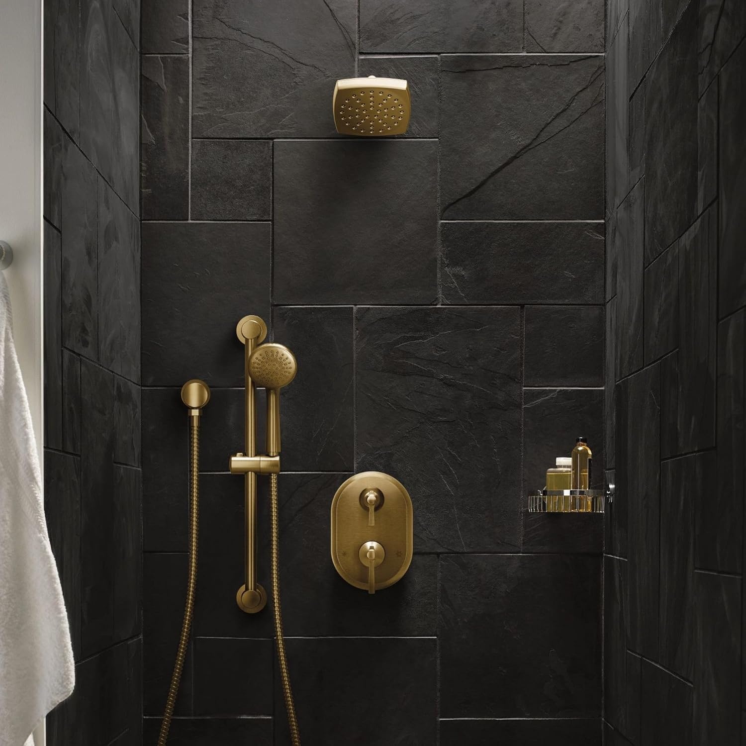 image:imageMoen UTS2411BN Flara MCORE 3Series 2Handle Shower Trim with Integrated Transfer Valve Valve Required Brushed NickelBrushed Gold