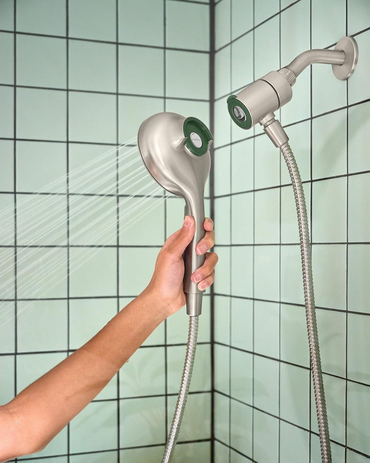 image:imageMoen Verso EcoPerformance Handshower Detachable Round Shower Head with Magnetix Docking System 60 Hose Spot Resist Brushed Nickel 220H2EPSRNSpot Resist Nickel