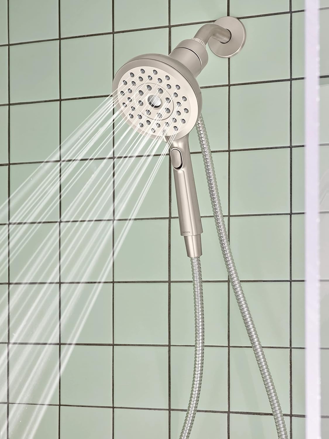 image:imageMoen Verso EcoPerformance Handshower Detachable Round Shower Head with Magnetix Docking System 60 Hose Spot Resist Brushed Nickel 220H2EPSRNSpot Resist Nickel