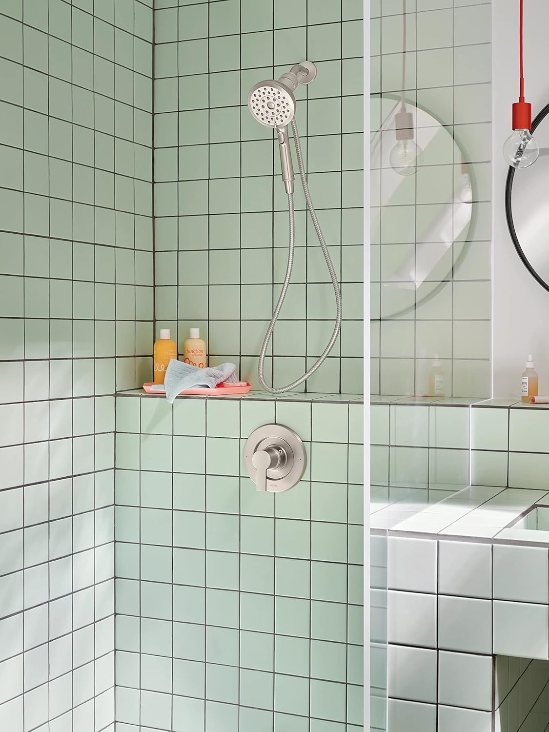 image:imageMoen Verso EcoPerformance Handshower Detachable Round Shower Head with Magnetix Docking System 60 Hose Spot Resist Brushed Nickel 220H2EPSRNSpot Resist Nickel