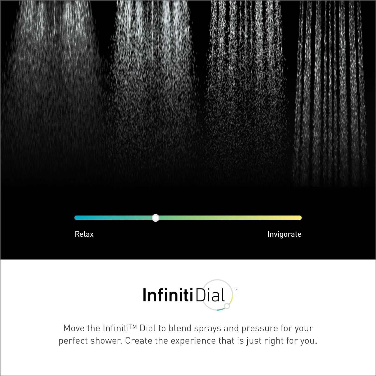 image:imageMoen Verso EcoPerformance Infiniti Dial Square Rain Shower Head 7Inch Diameter Spray Head Chrome 220R5EPMatte Black