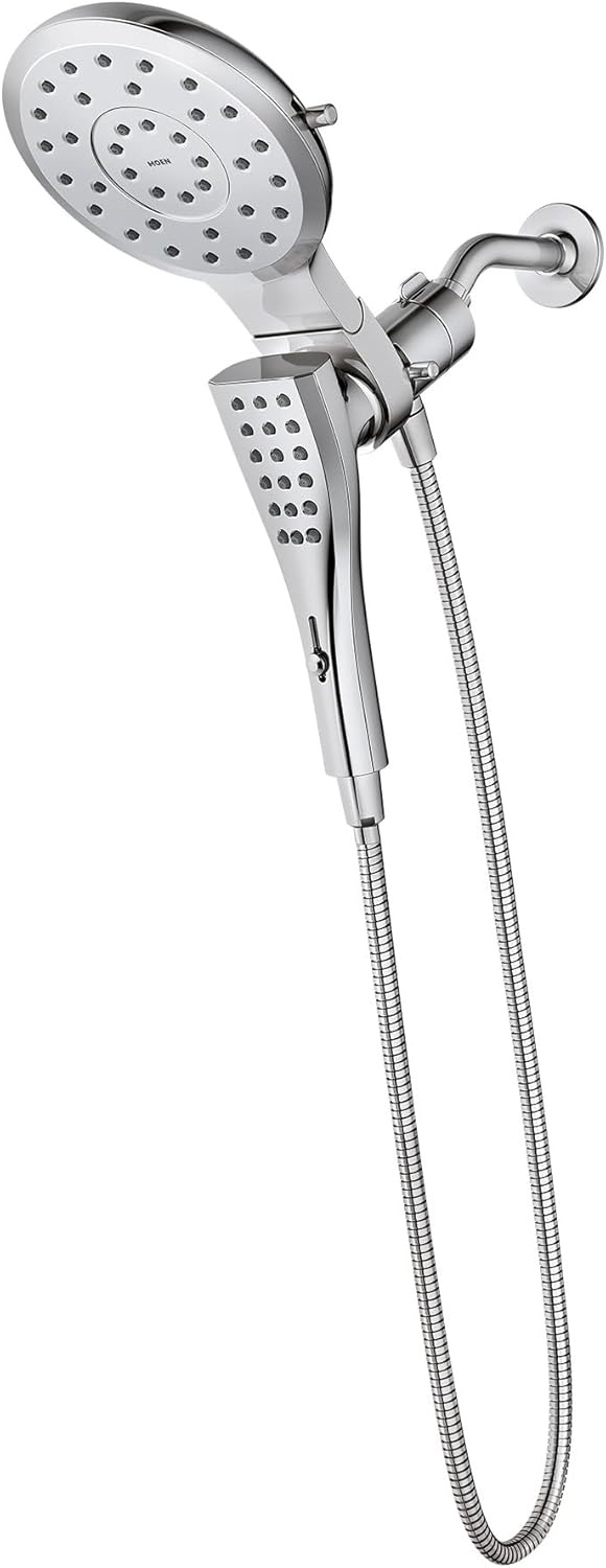 image:imageMoen Verso Matte Black EightFunction 7 Diameter Spray Head Standard with Handshower and 72inch Hose with Eco Performance 220C3EPBLChrome