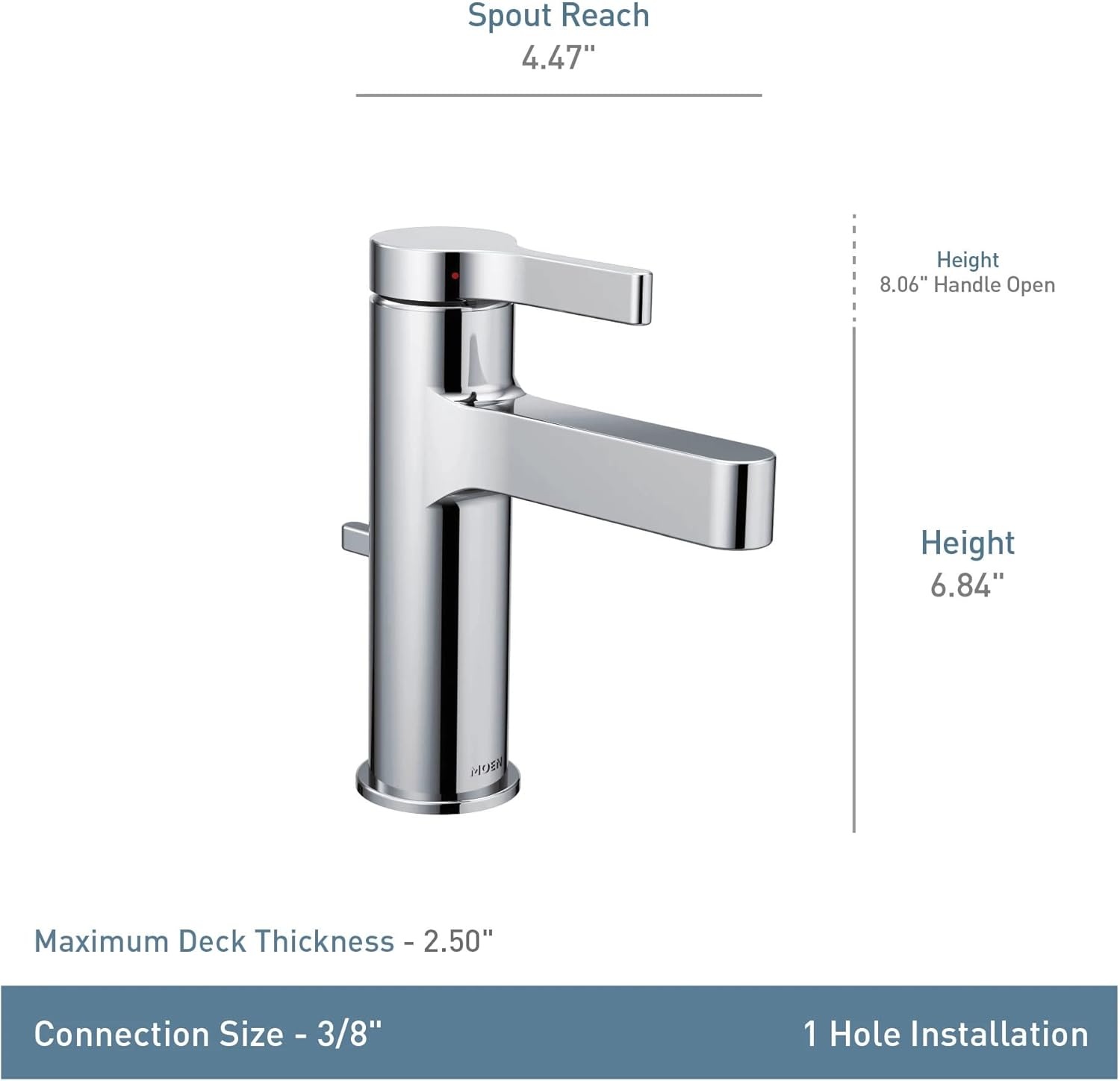 image:imageMoen Vichy Chrome OneHandle Single Hole Modern Bathroom Faucet 6710