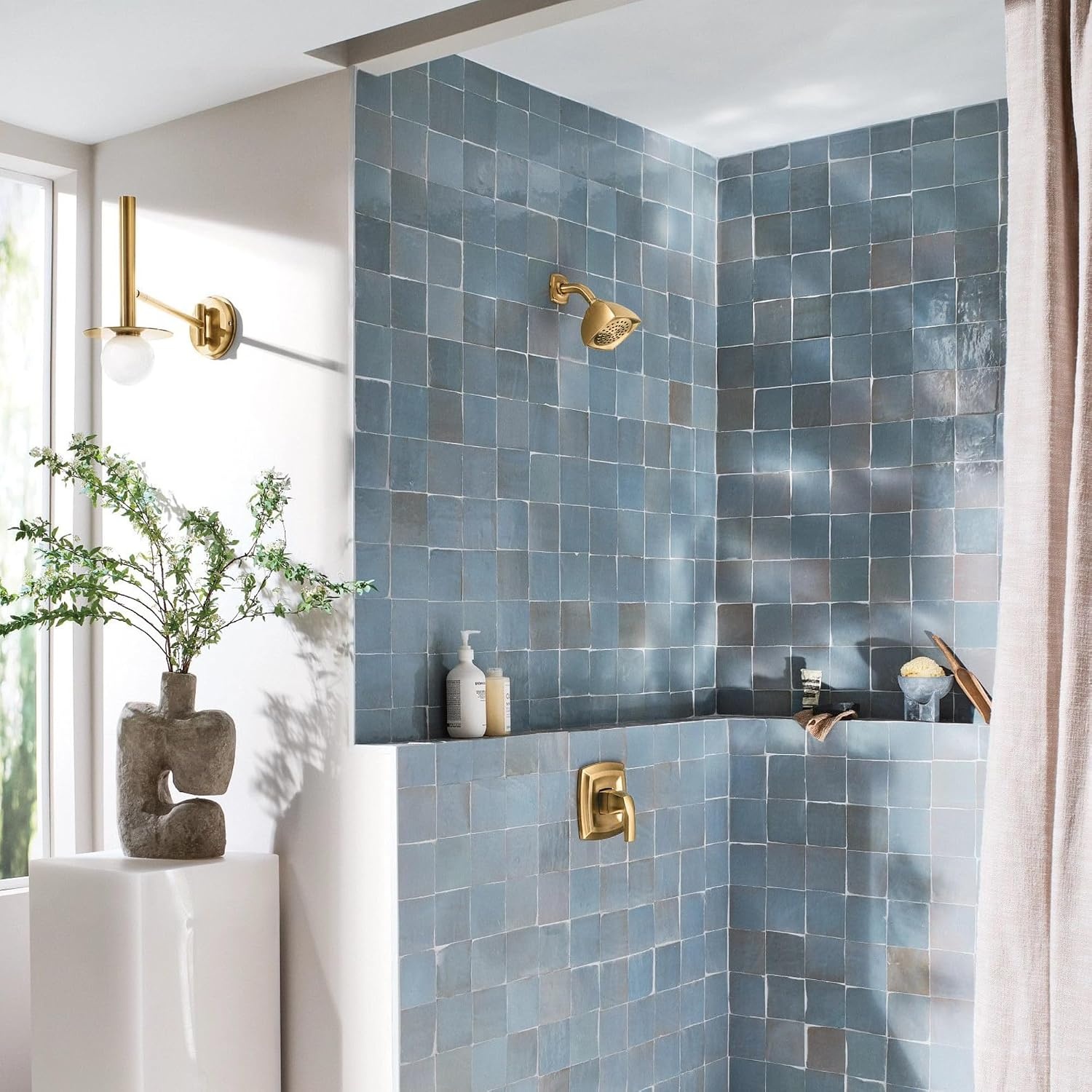 image:imageMoen Voss Brushed Gold PosiTemp Pressure Balancing EcoPerformance Shower Trim Kit Valve Required T2692EPBG