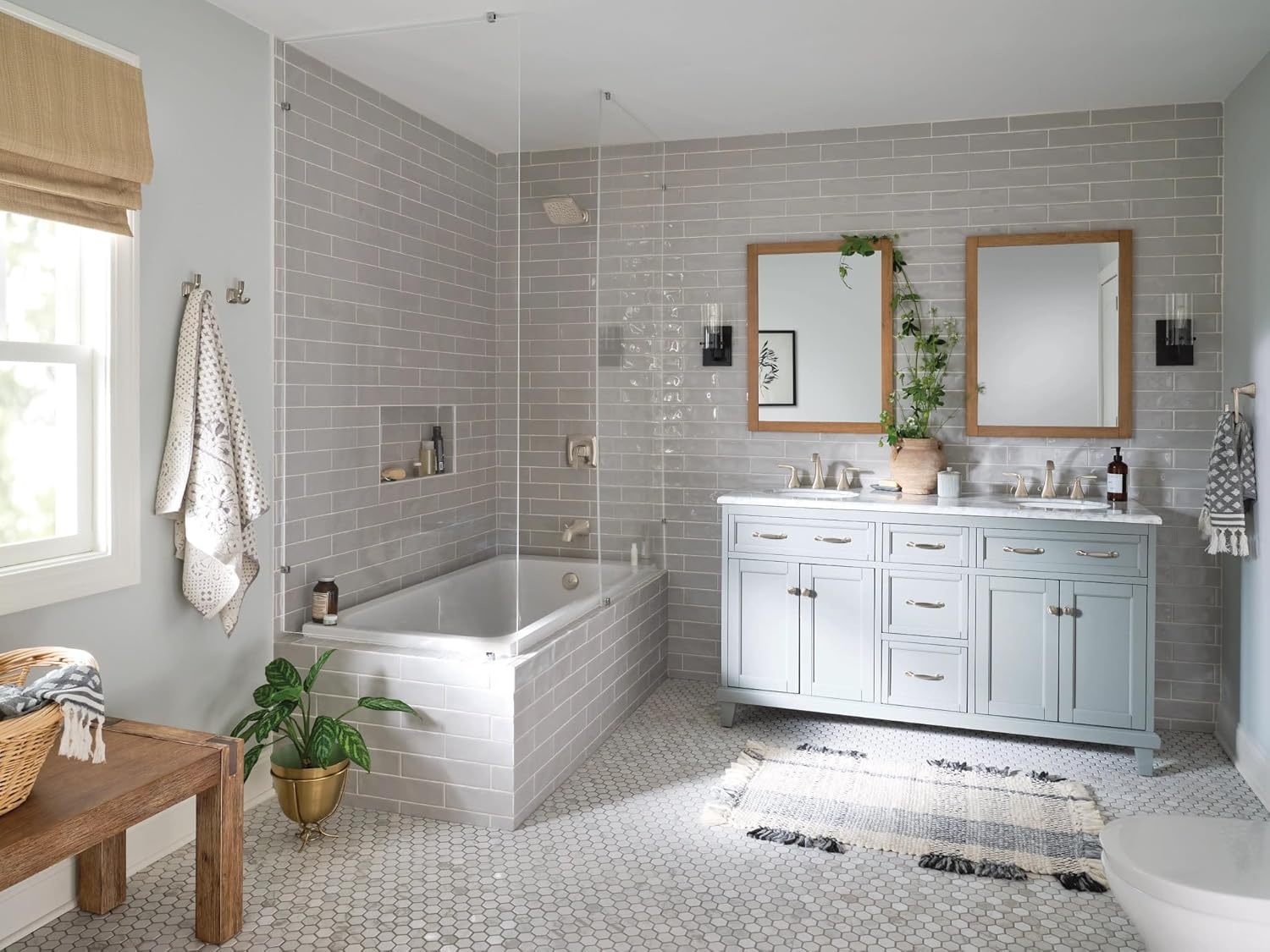 image:imageMoen Voss Brushed Nickel Contemporary TwoHandle Widespread Bathroom Sink Faucet Trim Kit for Adjustable 3Hole Installations Valve Required T6905BNBrushed Nickel