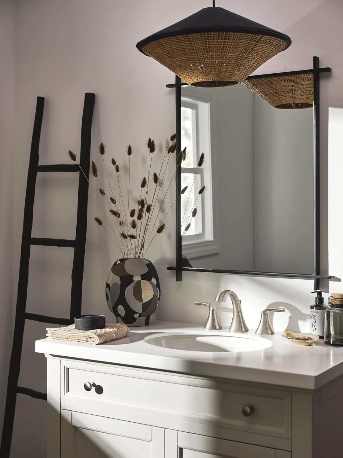 image:imageMoen Voss Brushed Nickel Contemporary TwoHandle Widespread Bathroom Sink Faucet Trim Kit for Adjustable 3Hole Installations Valve Required T6905BNBrushed Nickel