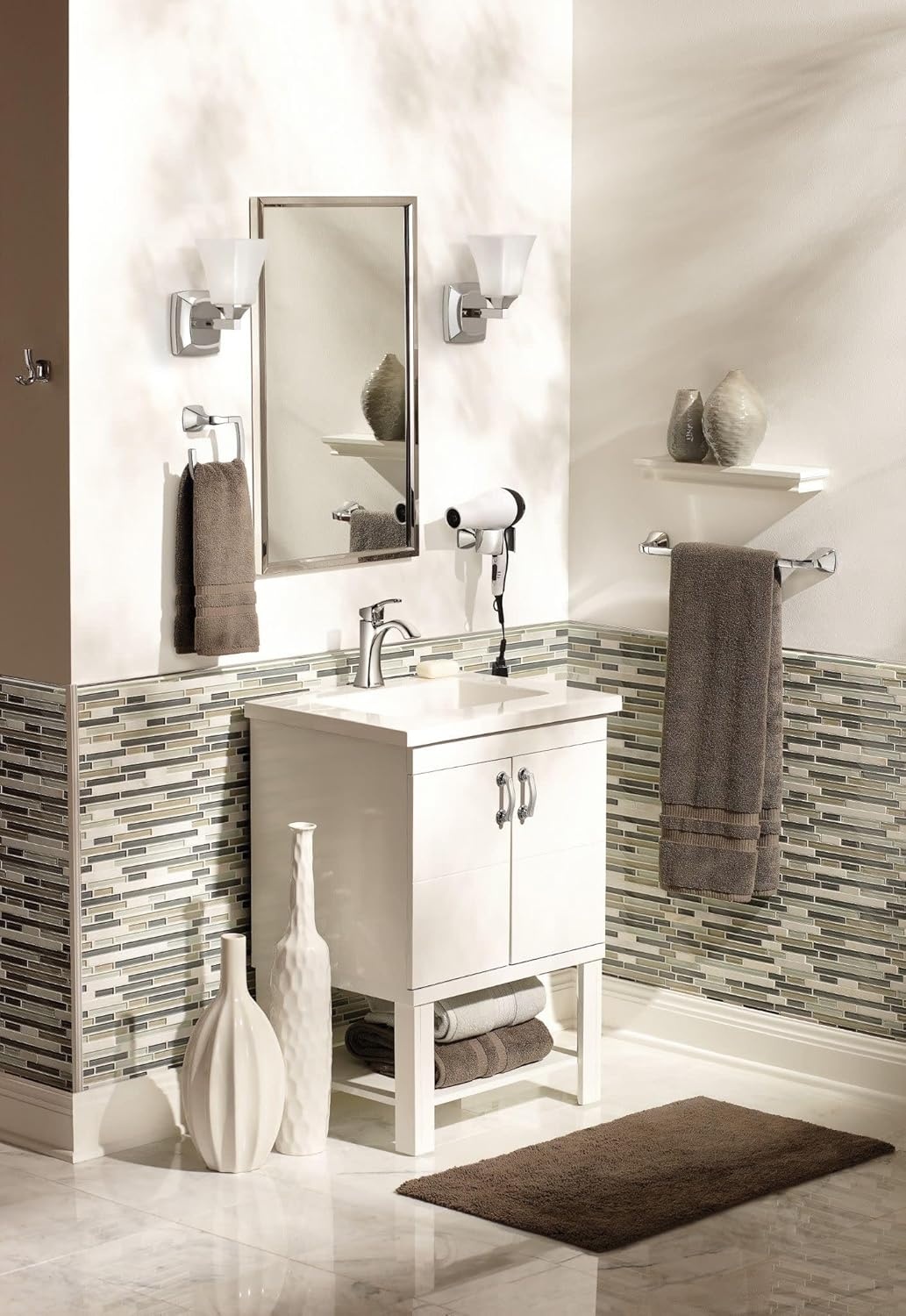 image:imageMoen Voss Chrome OneHandle Single Hole Bathroom Sink Faucet with Optional Deckplate 6903Chrome