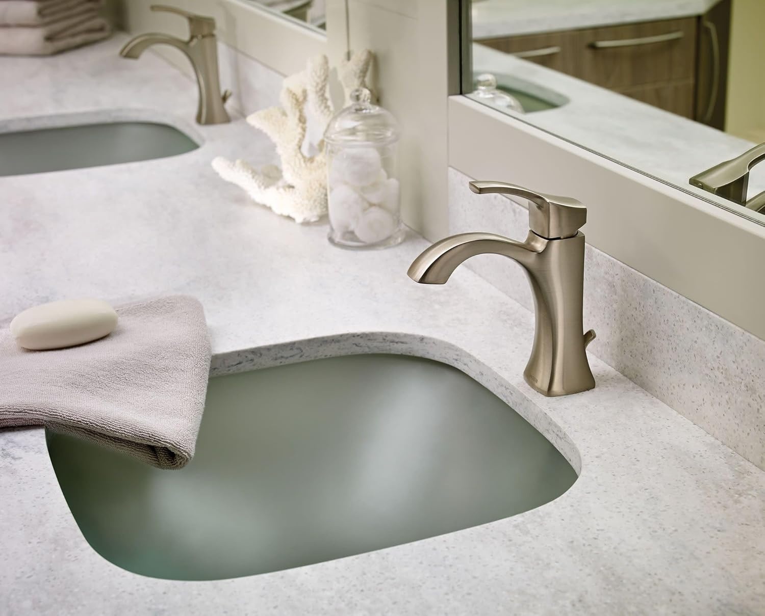 image:imageMoen Voss Chrome OneHandle Single Hole Bathroom Sink Faucet with Optional Deckplate 6903Nickel