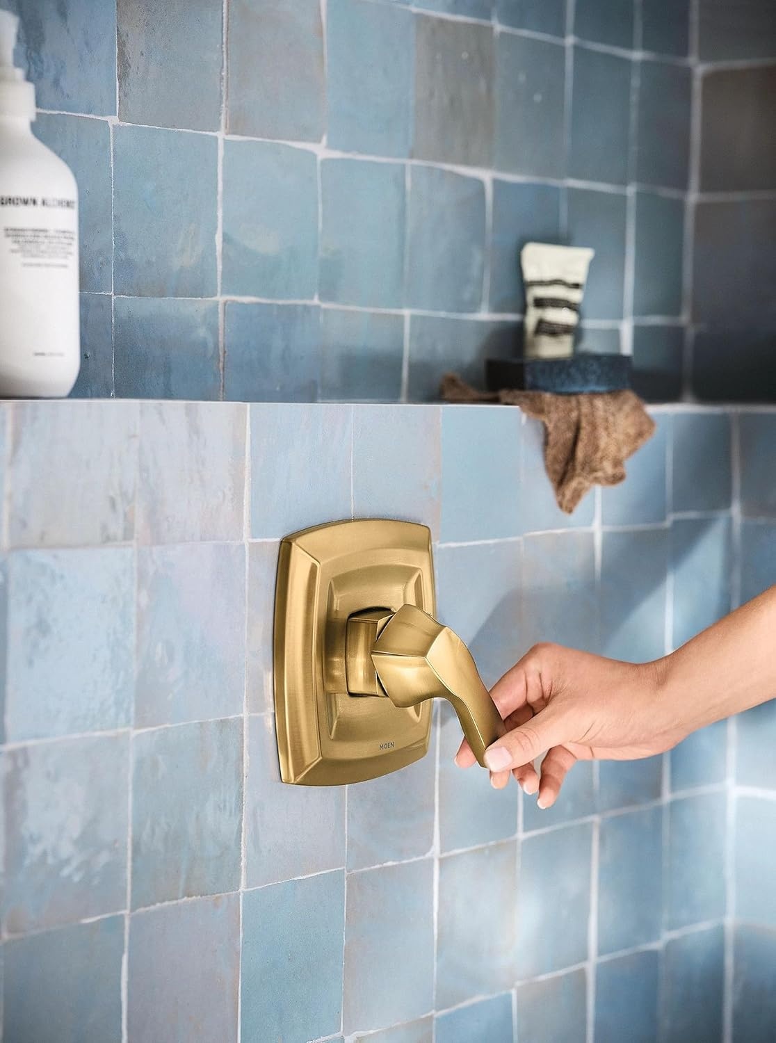 image:imageMoen Voss Chrome PosiTemp PosiTemp Pressure Balancing Shower Trim Kit Valve Required T2692Gold