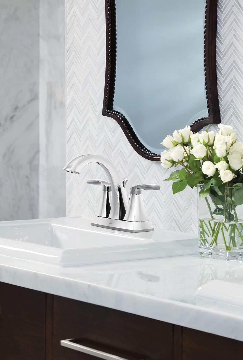 image:imageMoen Voss Chrome TwoHandle High Arc Centerset Bathroom Faucet 6901Chrome