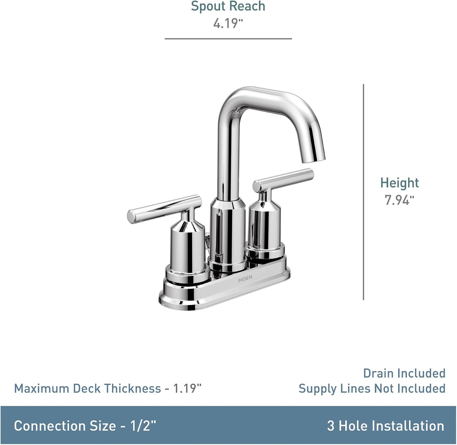 image:imageMoen WS84228 TwoHandle High Arc Bathroom Faucet Chrome