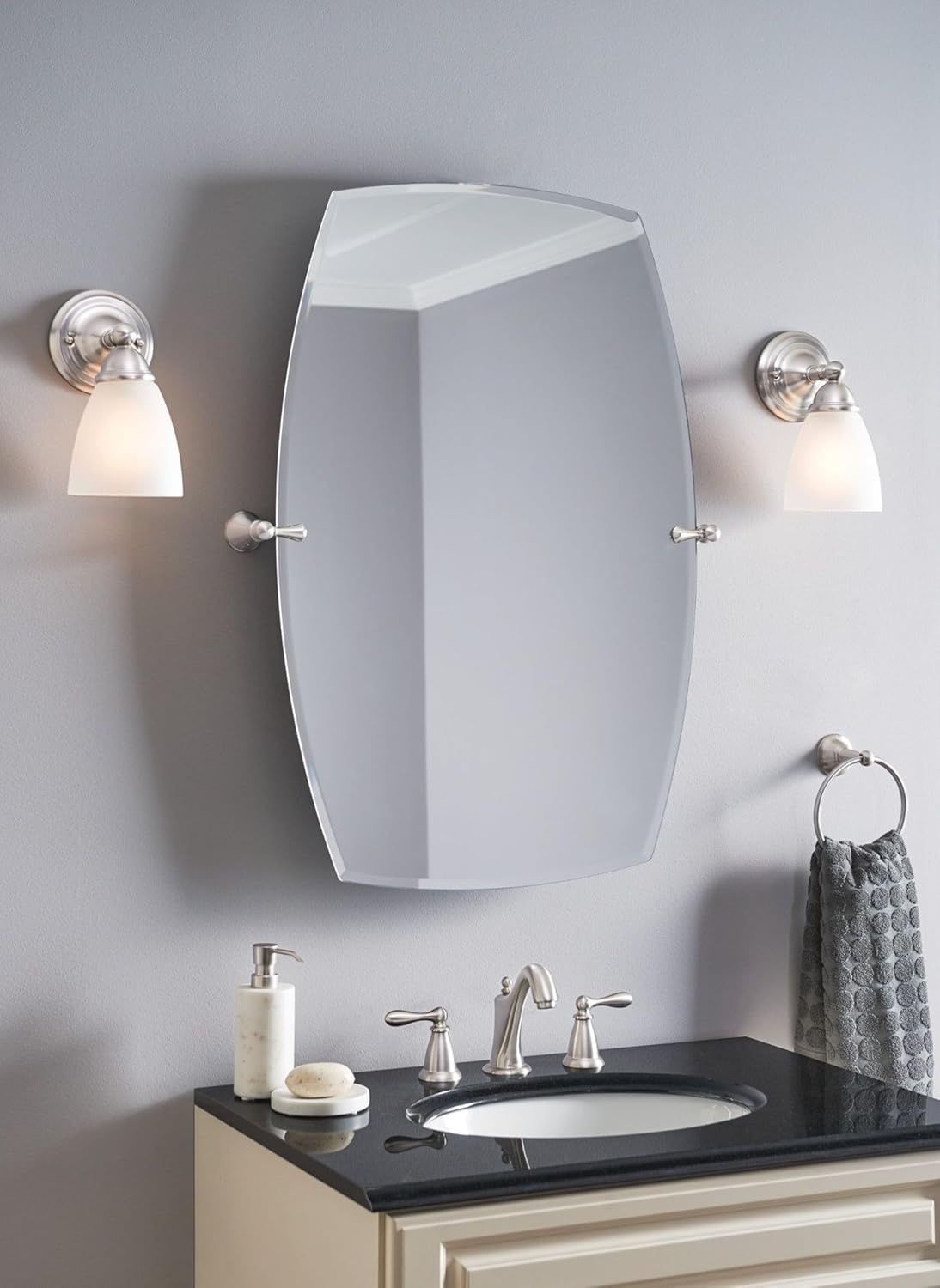 image:imageMoen WS84440SRN TwoHandle High Arc Bathroom Faucet Spot Resist Brushed NickelSpot Resist Brushed Nickel