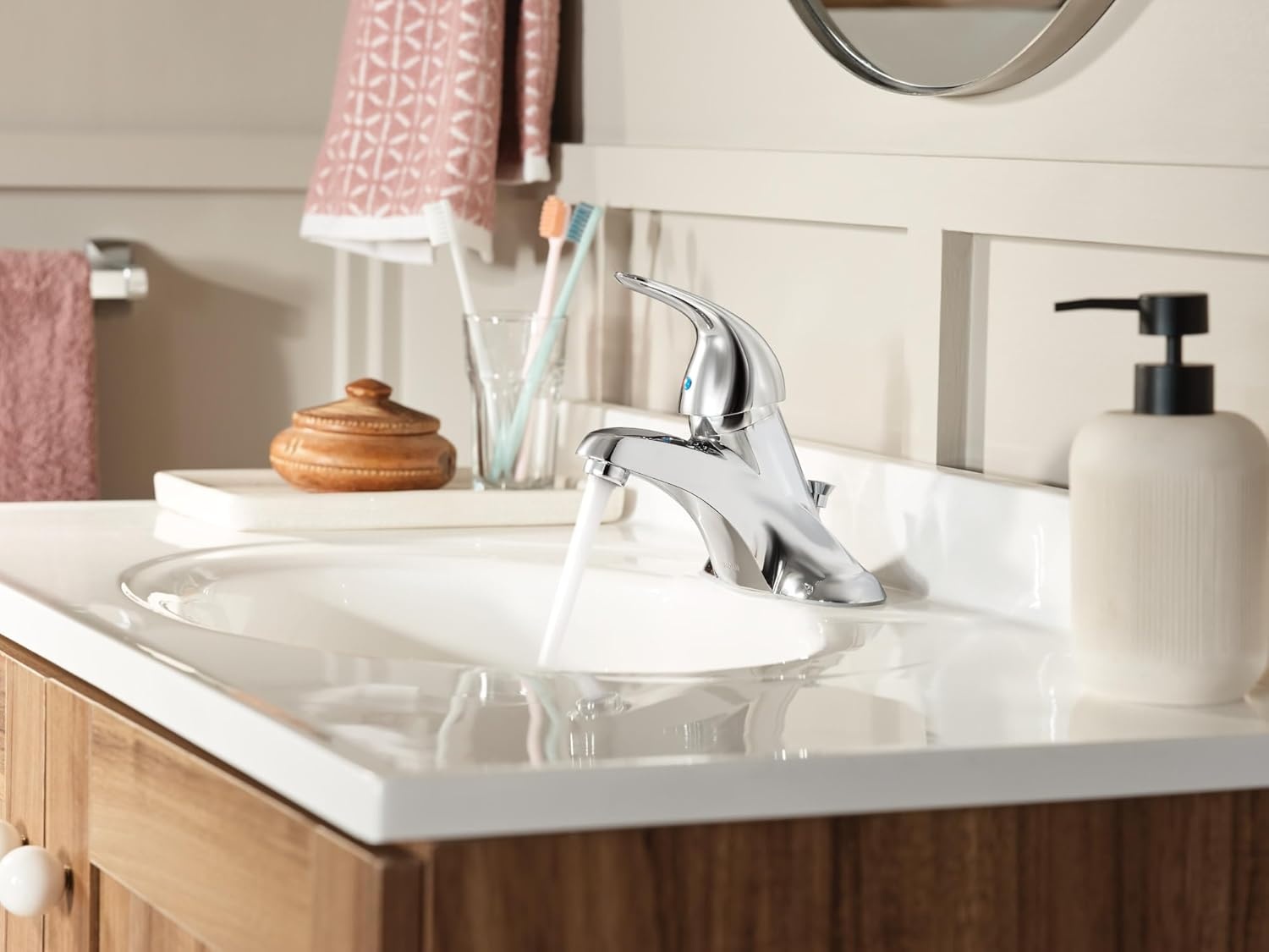 image:imageMoen WS84503 OneHandle Low Arc Bathroom Faucet ChromeChrome