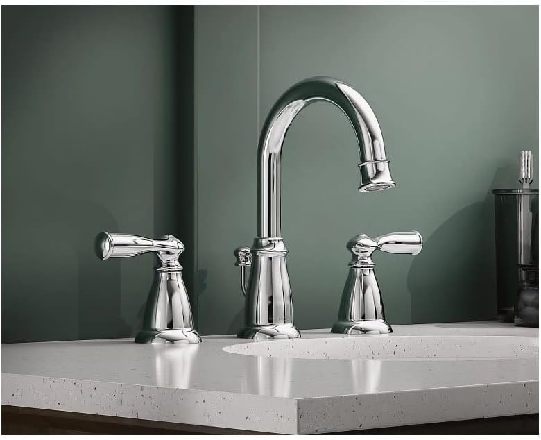 image:imageMoen WS84924SRN TwoHandle High Arc Bathroom Faucet Spot Resist Brushed NickelChrome