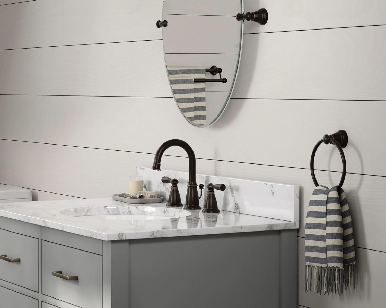 image:imageMoen WS84924SRN TwoHandle High Arc Bathroom Faucet Spot Resist Brushed NickelMediterranean Bronze