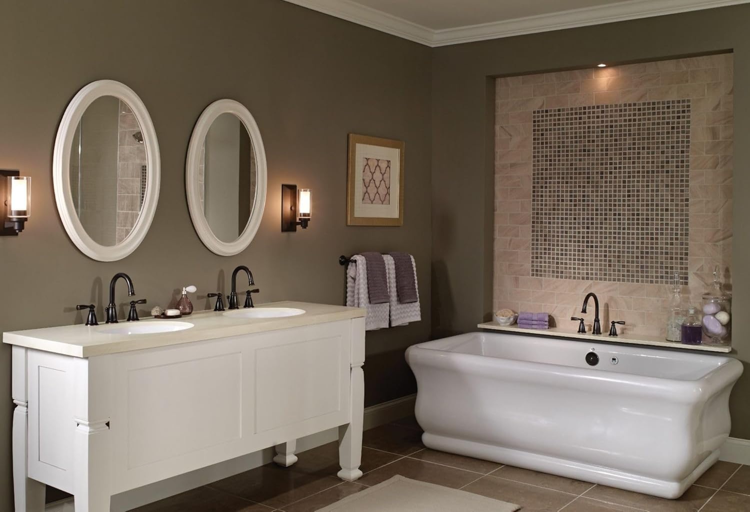 image:imageMoen WS84924SRN TwoHandle High Arc Bathroom Faucet Spot Resist Brushed NickelMediterranean Bronze