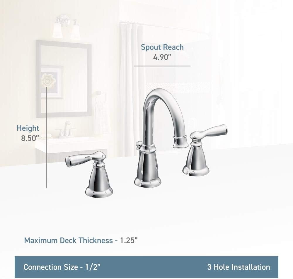 image:imageMoen WS84924SRN TwoHandle High Arc Bathroom Faucet Spot Resist Brushed NickelSpot Resist Brushed Nickel