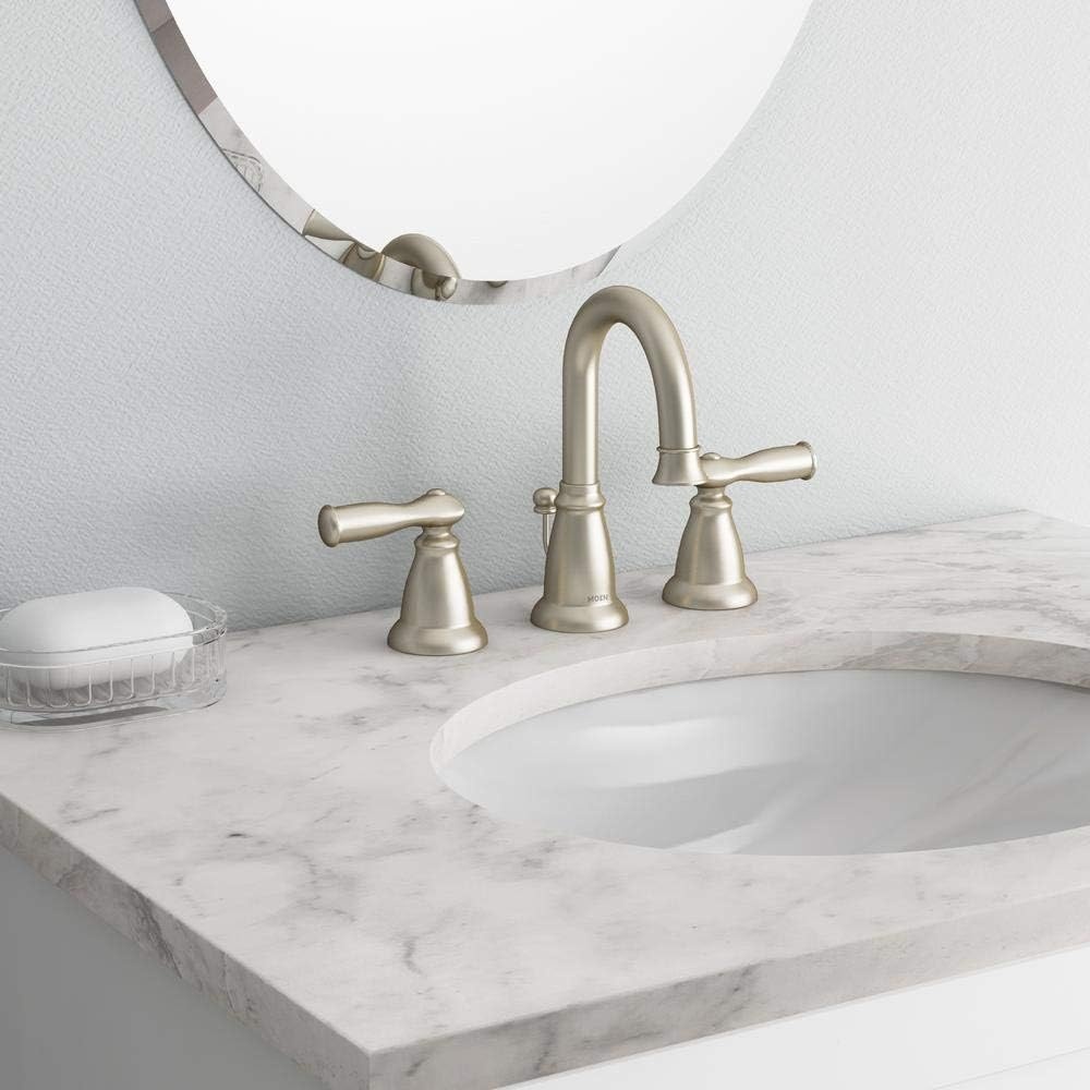 image:imageMoen WS84924SRN TwoHandle High Arc Bathroom Faucet Spot Resist Brushed NickelSpot Resist Brushed Nickel