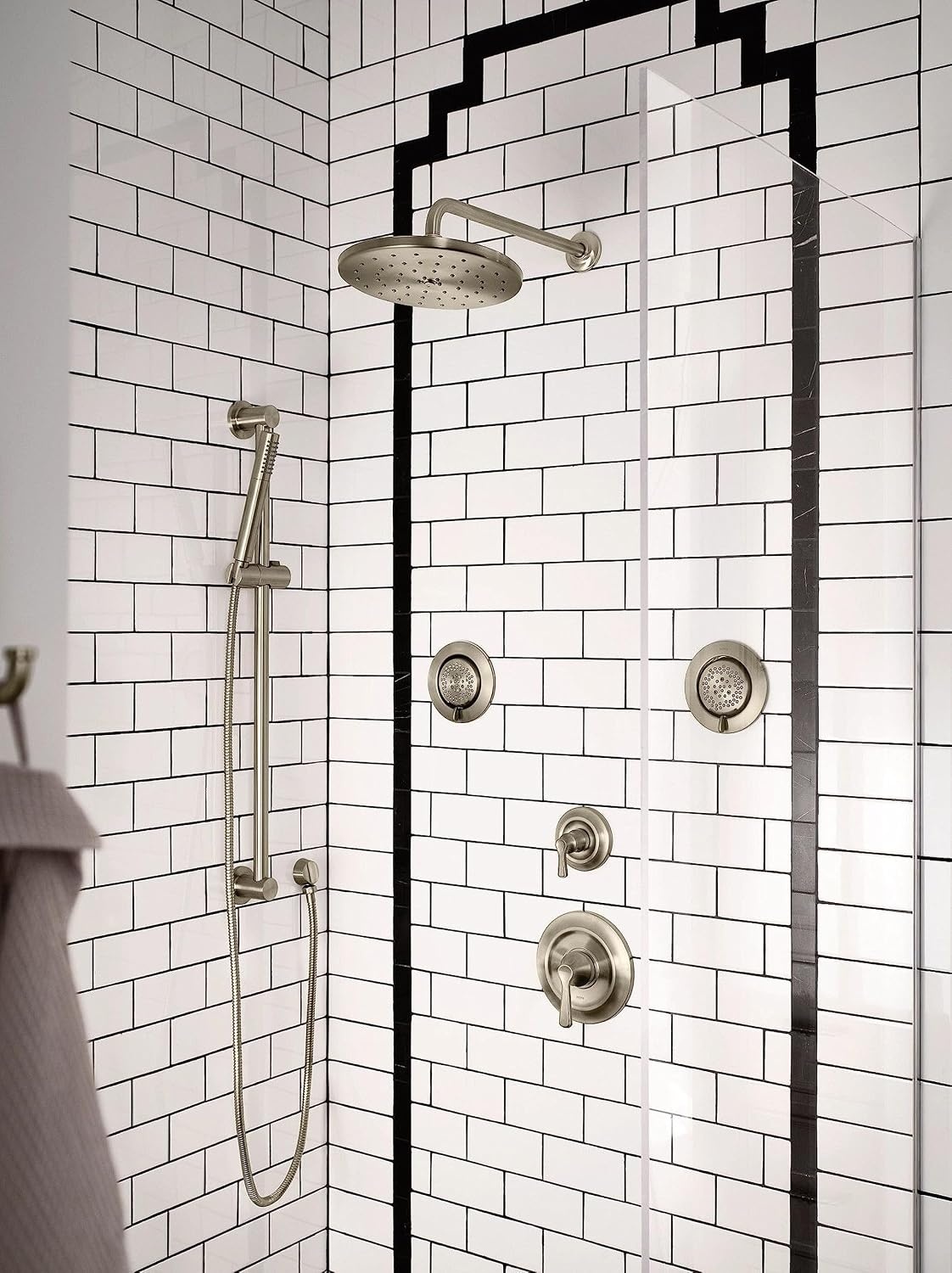 image:imageMoen Waterhill Brushed Nickel 10Inch Wide Single Function Rain Showerhead with Immersion Rainshower Technology S112BNBrushed Nickel