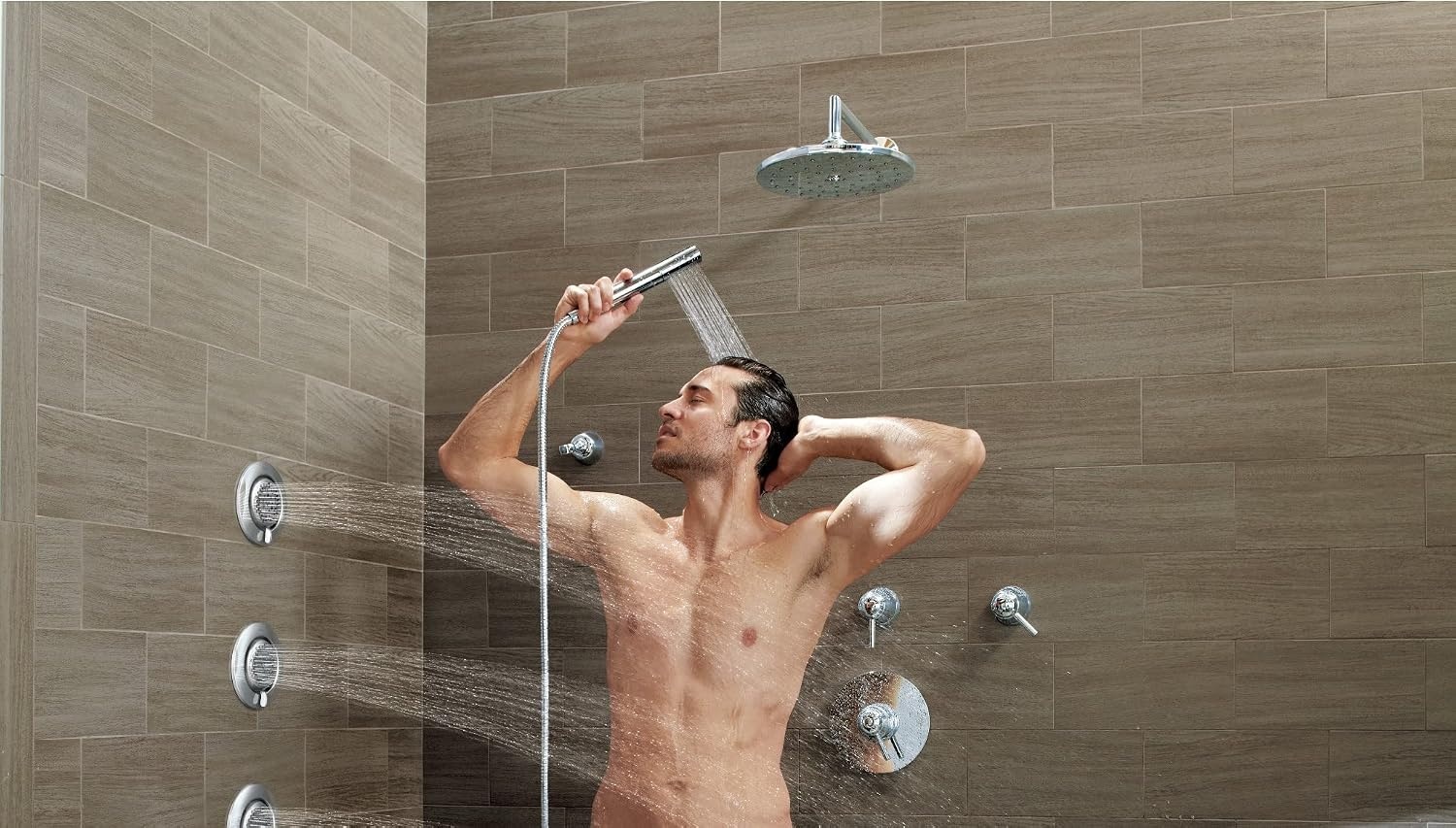 image:imageMoen Waterhill Brushed Nickel 10Inch Wide Single Function Rain Showerhead with Immersion Rainshower Technology S112BNChrome