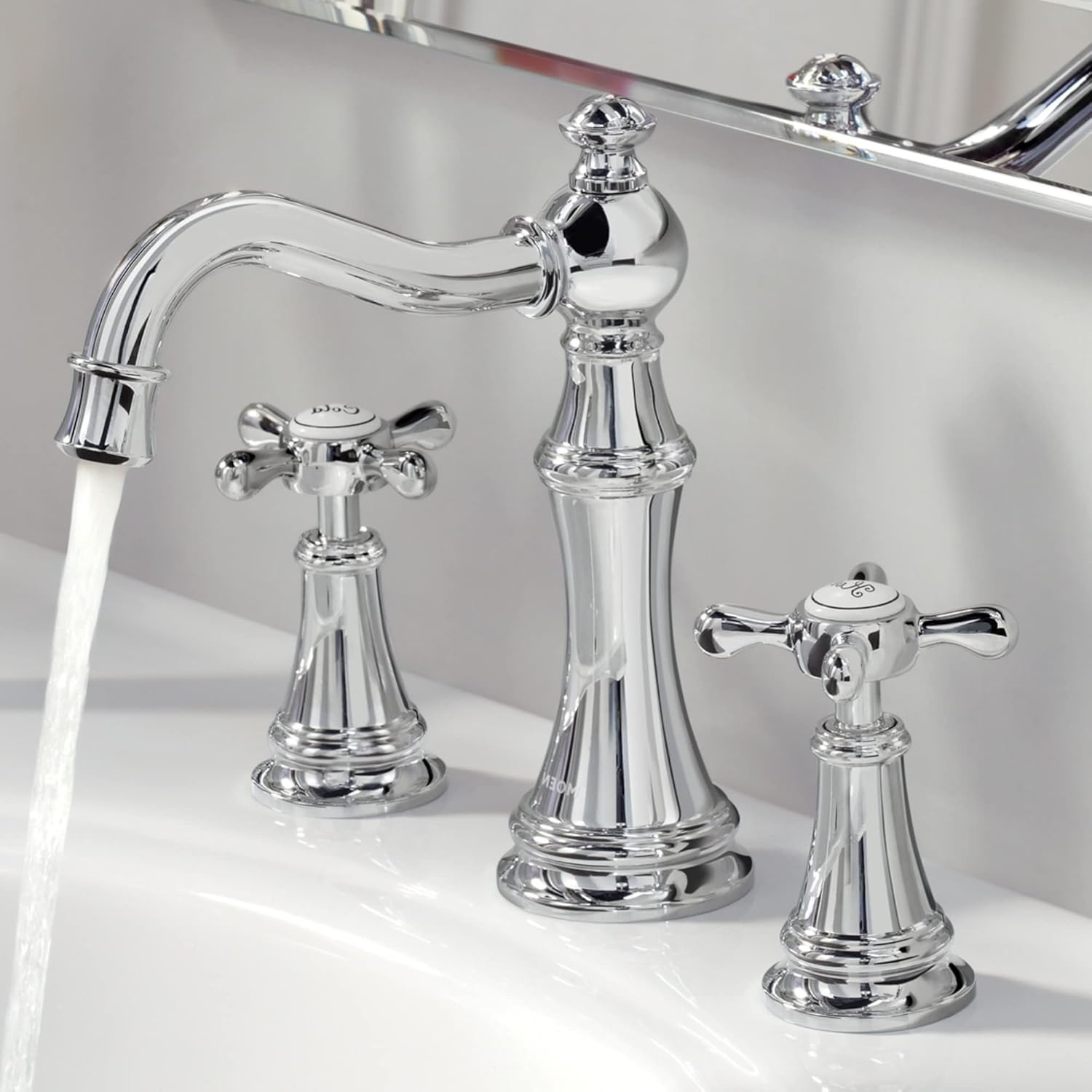 image:imageMoen Weymouth Brushed Gold TwoHandle Widespread Cross Handle Bathroom Faucet Trim Kit Valve Required TS42114BGChrome