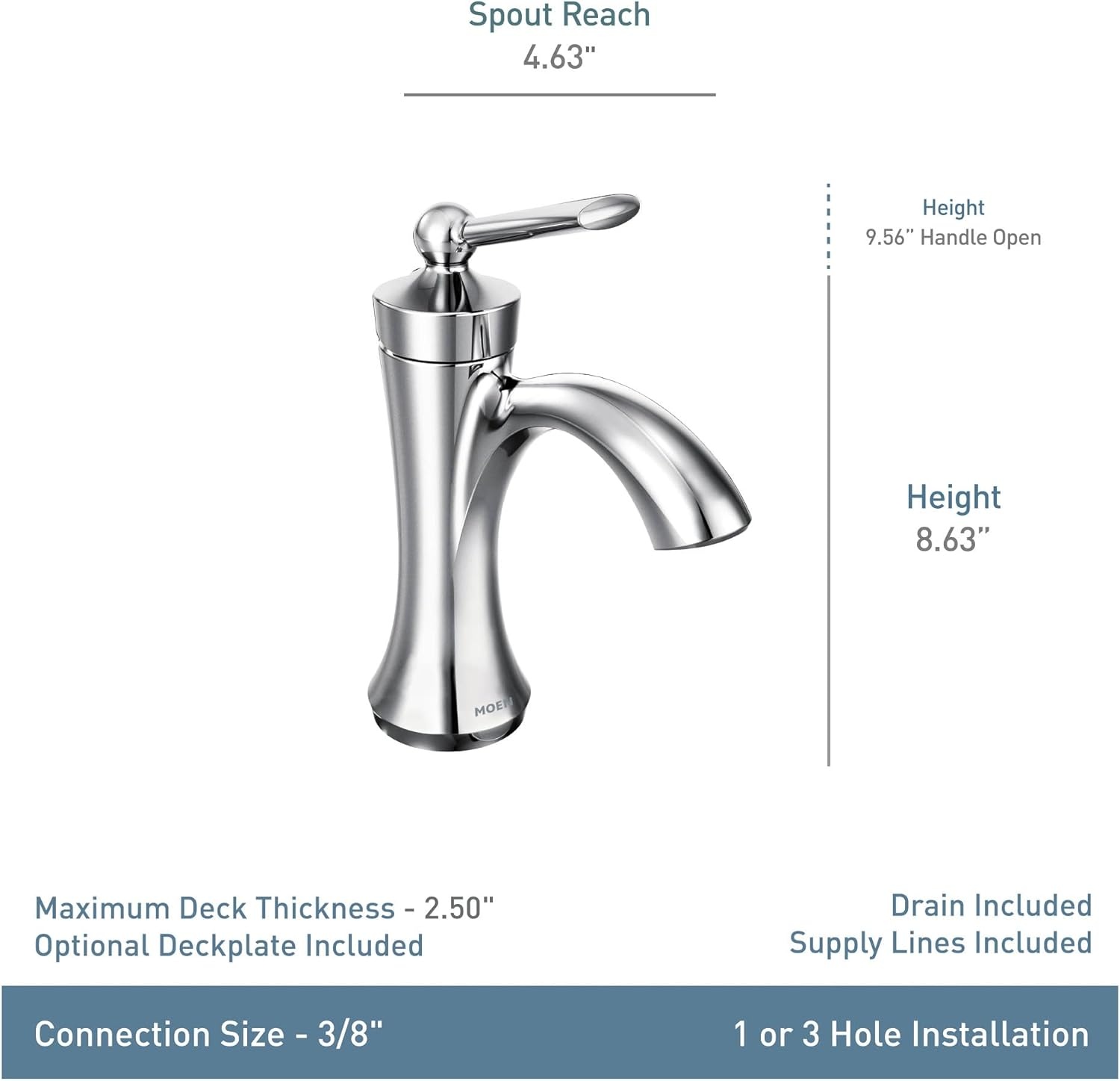 image:imageMoen Wynford Brushed Nickel OneHandle HighArc Bathroom Faucet with Drain Assembly 4500BNOil Rubbed Bronze