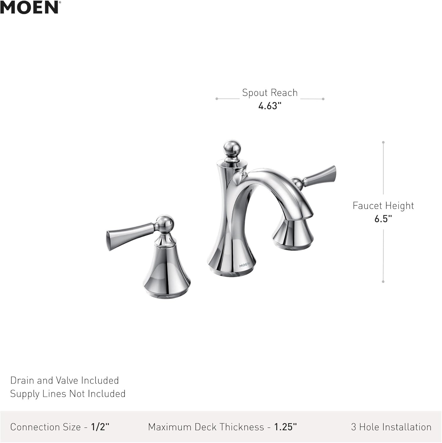 image:imageMoen Wynford OilRubbed Bronze TwoHandle Widespread HighArc Bathroom Faucet Valve Included TV4520ORB