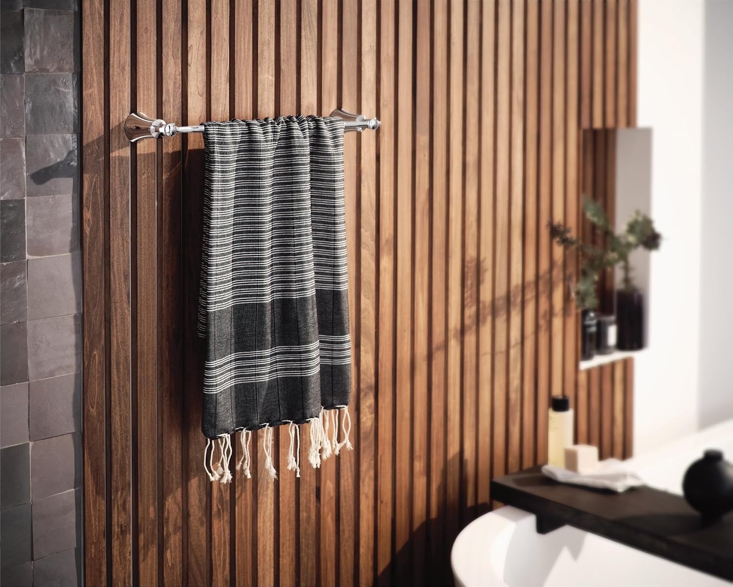 image:imageMoen YB0318CH Flara 18Inch Single Towel Bar ChromeBrushed Nickel