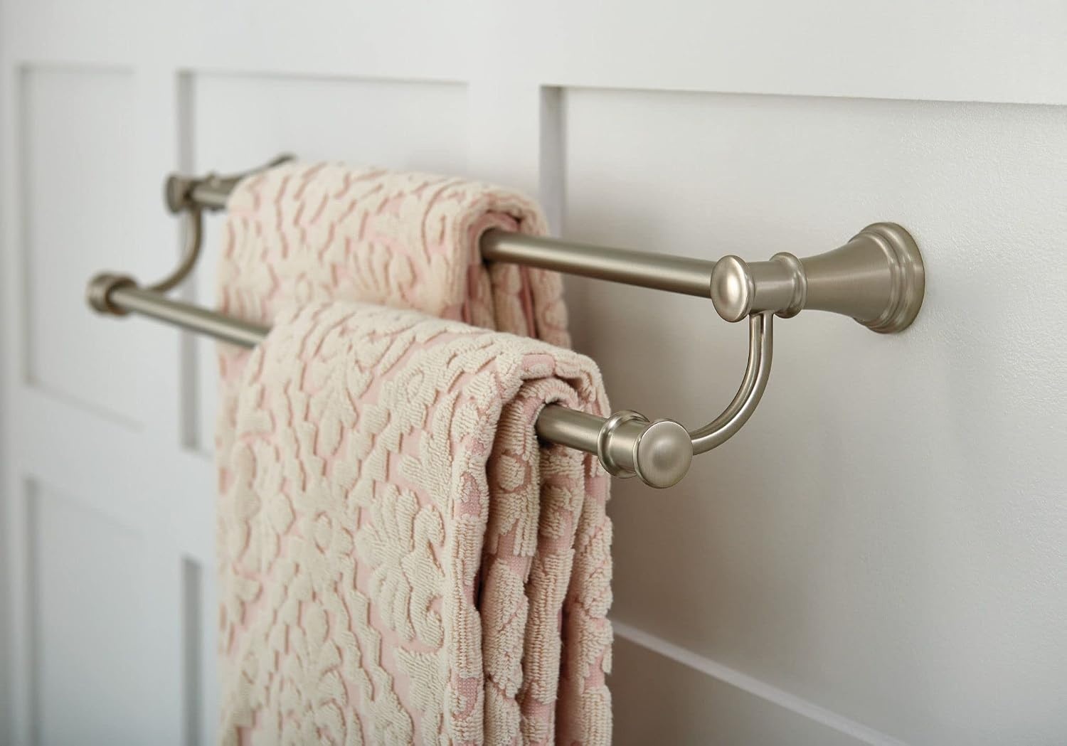 image:imageMoen YB6422ORB Belfield 24 inch Bathroom Double Towel Bar Oil Rubbed BronzeBrushed Nickel