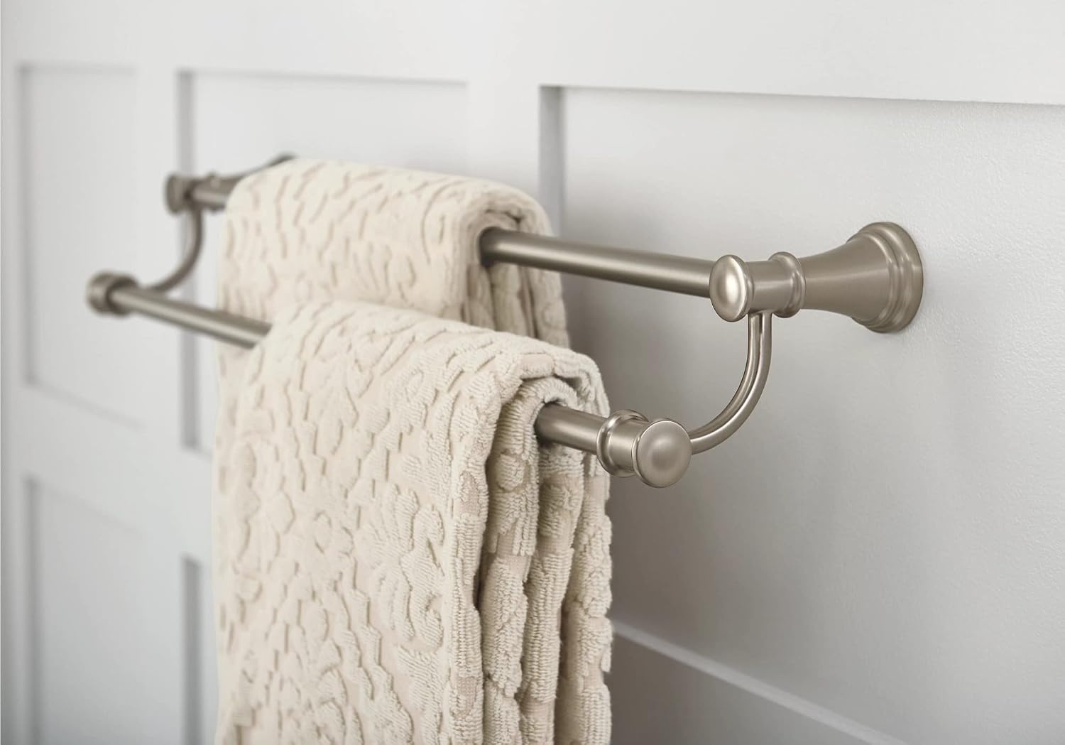 image:imageMoen YB6422ORB Belfield 24 inch Bathroom Double Towel Bar Oil Rubbed BronzeBrushed Nickel