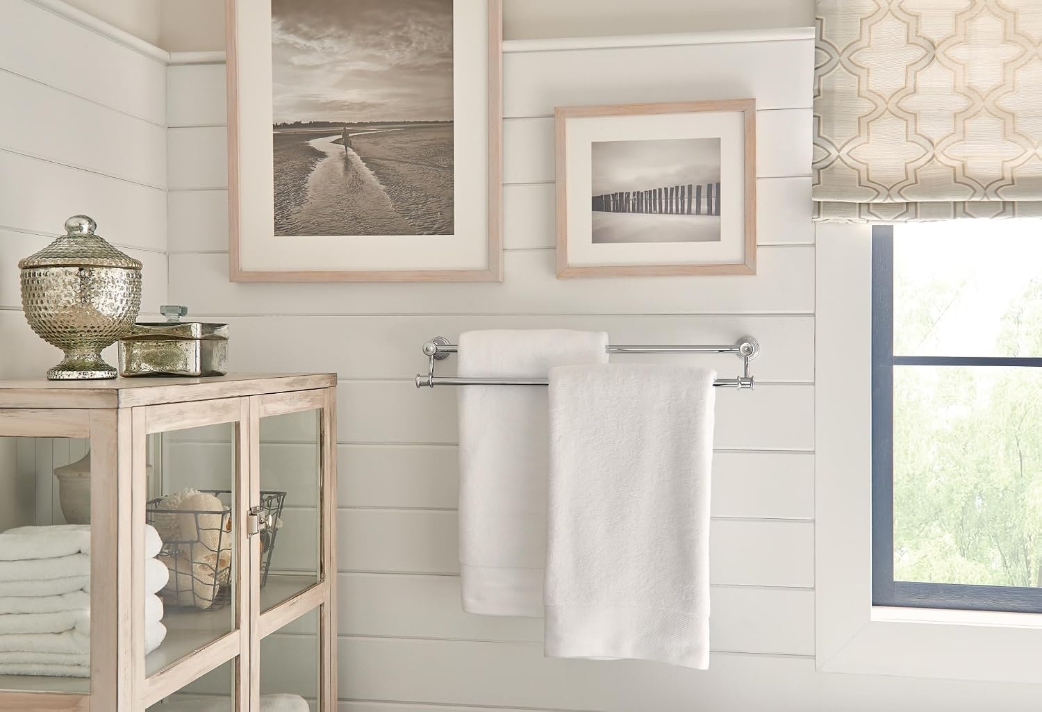 image:imageMoen YB6422ORB Belfield 24 inch Bathroom Double Towel Bar Oil Rubbed BronzePolished Nickel