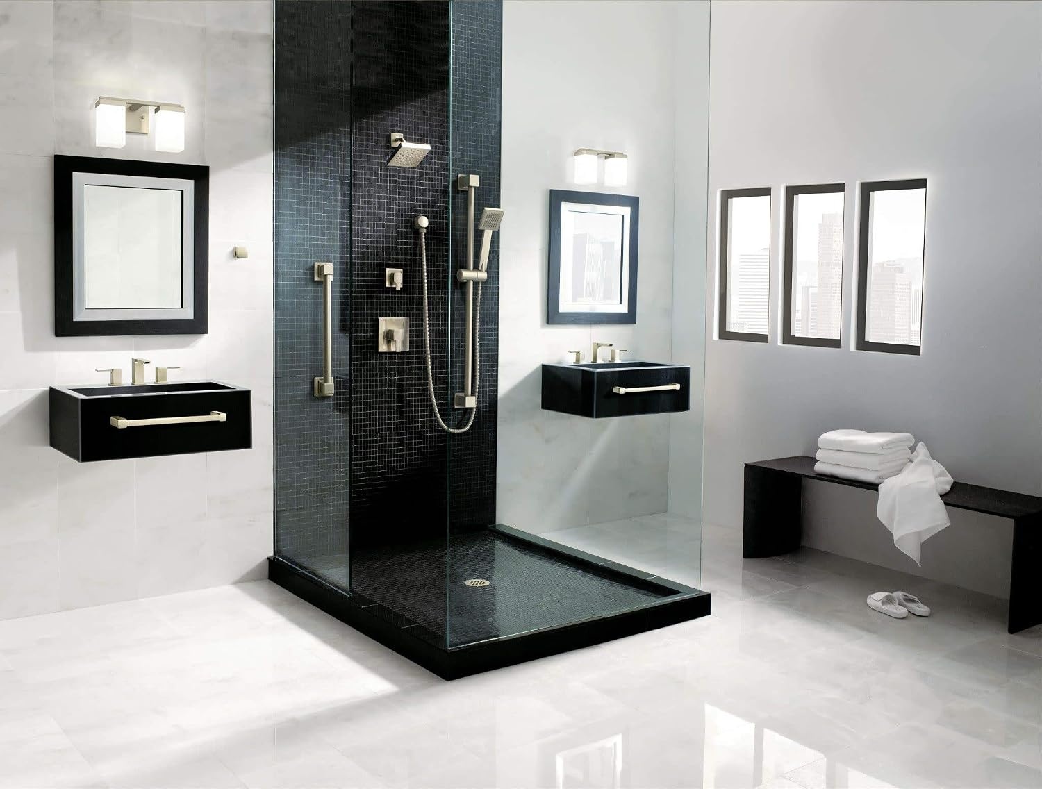 image:imageMoen YB8824BN 90 Degree Modern 24Inch Bathroom Single Towel Bar Brushed nickel