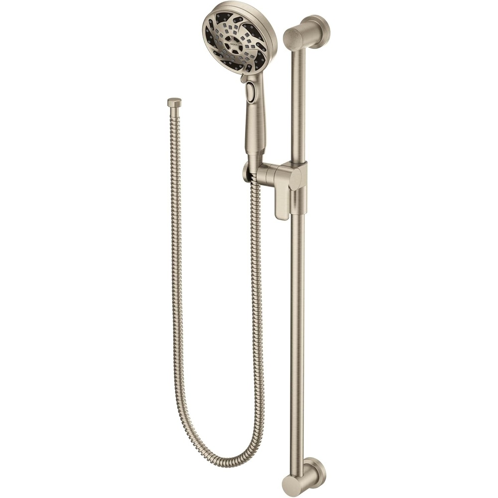 image:imageMoen 3670EP 5Function Massaging Handshower with Toggle Pause Includes 30Inch Slide Bar and 69Inch Hose ChromeBrushed Nickel