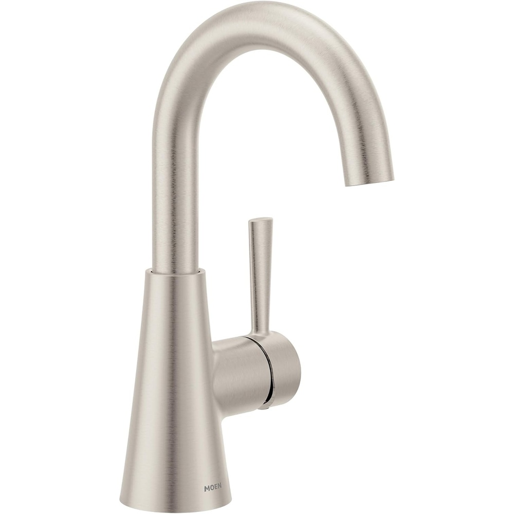 image:imageMoen 84021SRN Ronan 1Handle Bathroom Faucet Brushed Nickel  Bathroom sink faucet single hole install optional deckplate drain included spot resist finish