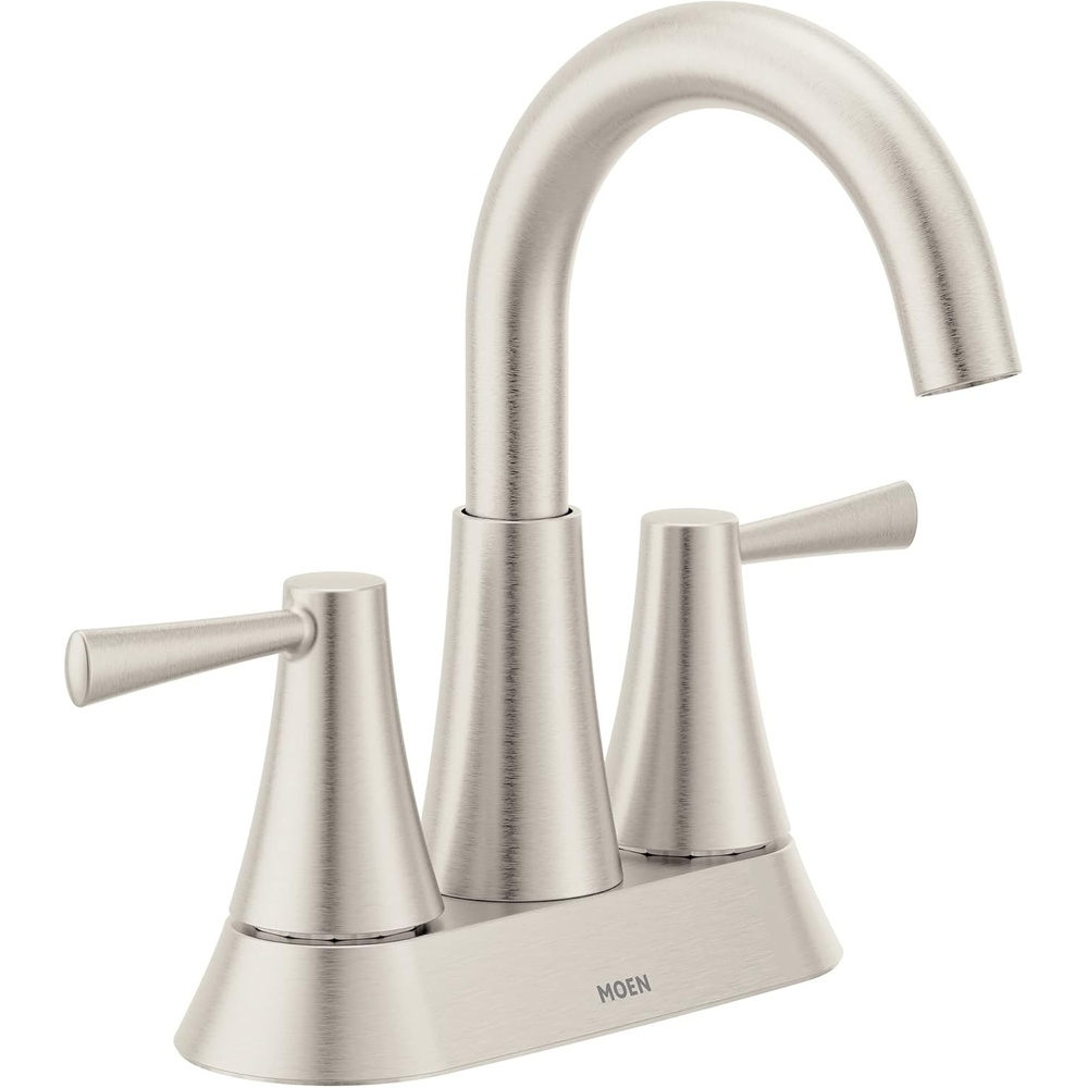 image:imageMoen 84023SRN Ronan 2Handle Widespread Bathroom Faucet BN  Bathroom sink faucet widespread 2handle design valve included spot resist finish modern styleBrushed Nickel