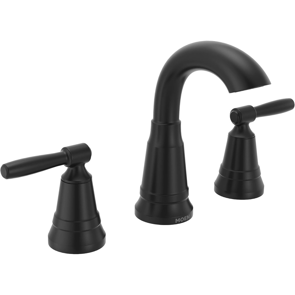 image:imageMoen 84972SRN Halle Widespread 2Handle Bathroom Faucet with Drain Assembly Spot Resist Brushed Nickel 3Hole 816 Adjustable InstallationMatte Black
