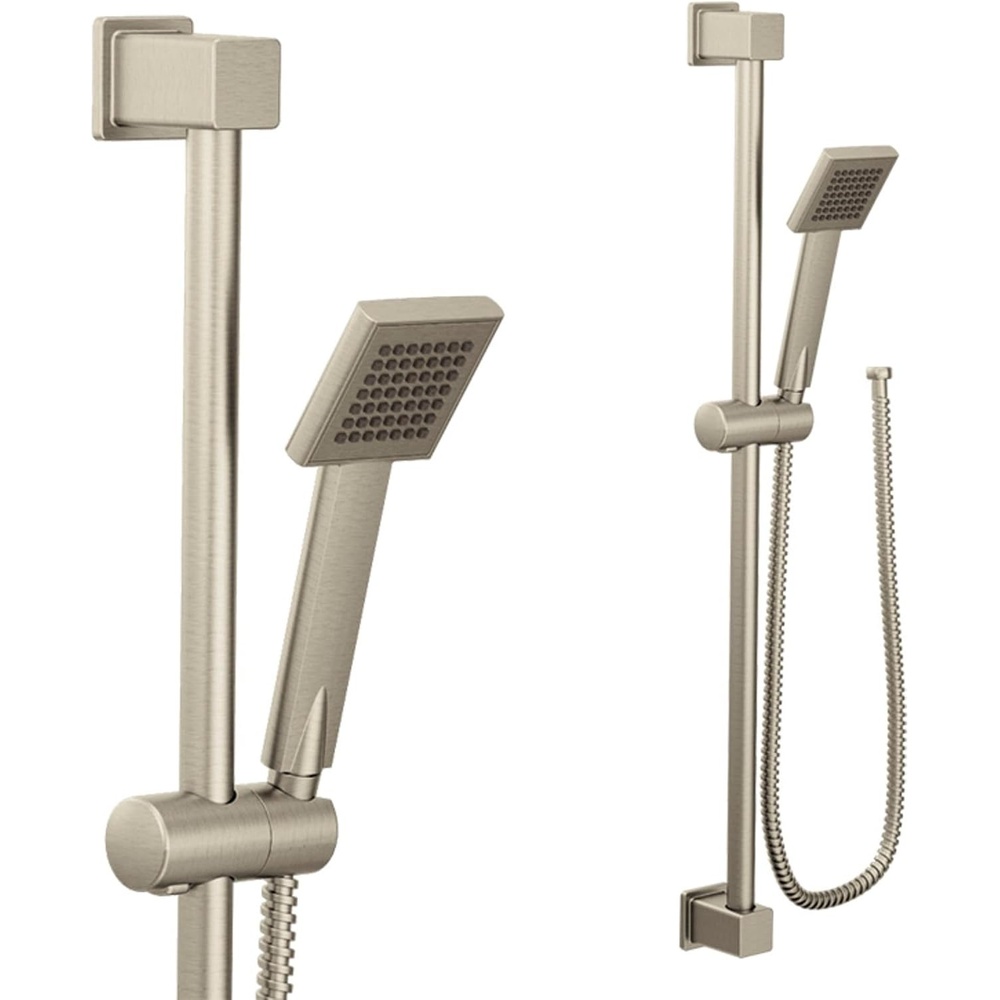 image:imageMoen 90 Degree Brushed Nickel Modern EcoPerformance Handshower Handheld Shower with 30Inch Slide Bar and 69Inch Metal Hose S3879EPBN