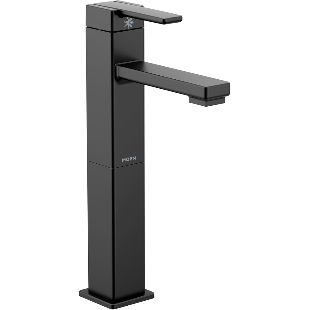 image:imageMoen 90 Degree Matte Black OneHandle Single Hole Vessel Sink Modern Bathroom Faucet S6712BL