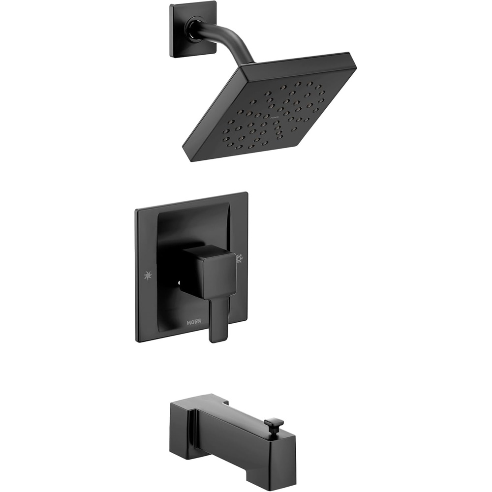 image:imageMoen 90Degree Matte Black PosiTemp TubShower Trim Kit Valve Sold Separately TS2713EPBL