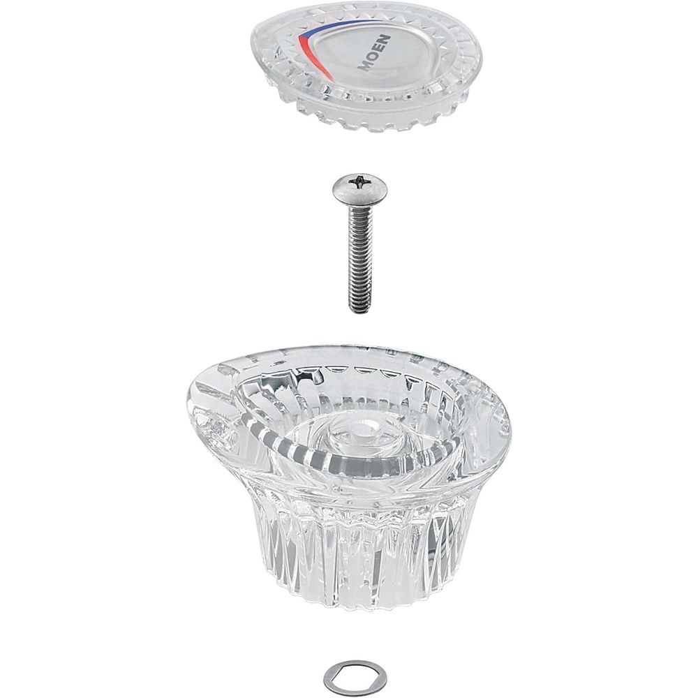 image:imageMoen 96797 Chateau Collection Replacement Tub and Shower Faucet Knob Handle Kit Chrome and White InsertPack of 1