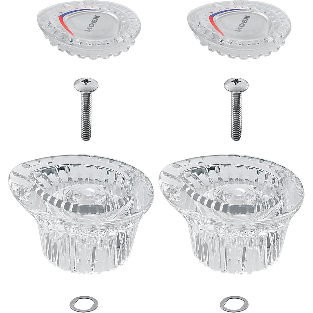image:imageMoen 96797 Chateau Collection Replacement Tub and Shower Faucet Knob Handle Kit Chrome and White InsertPack of 2