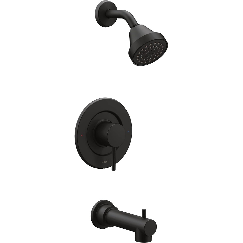 image:imageMoen Align Brushed Gold EcoPerformance Pressure Balancing Modern Tub and Shower Trim Kit with Showerhead Lever Handle and Tub Spout Valve Required T2193EPBGMatte Black